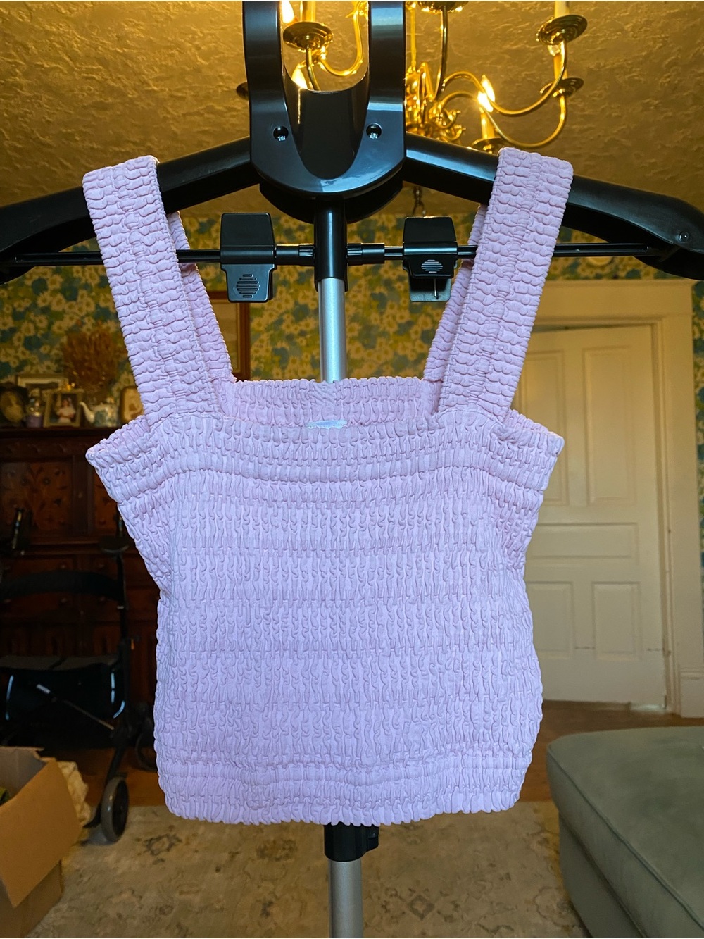 Nikibiki Lavender Smocked Crop Tank